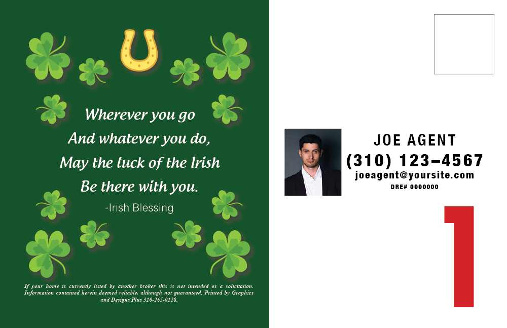 Example 1 of a St. Patrick's Day Postcard (Back)