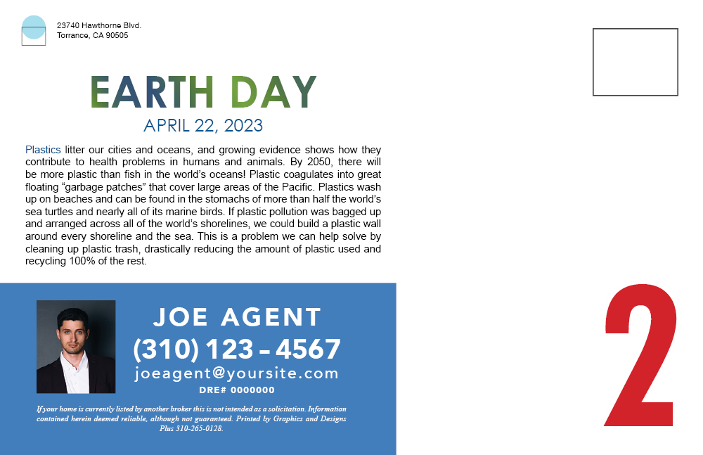 Example 2 of an Earth Day Postcard (Back)