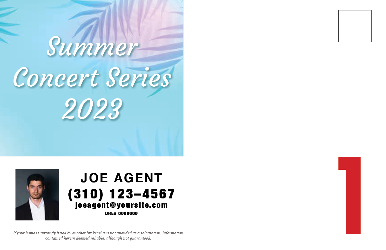 Example 1 of a Summer Concert Series Postcard (Back)