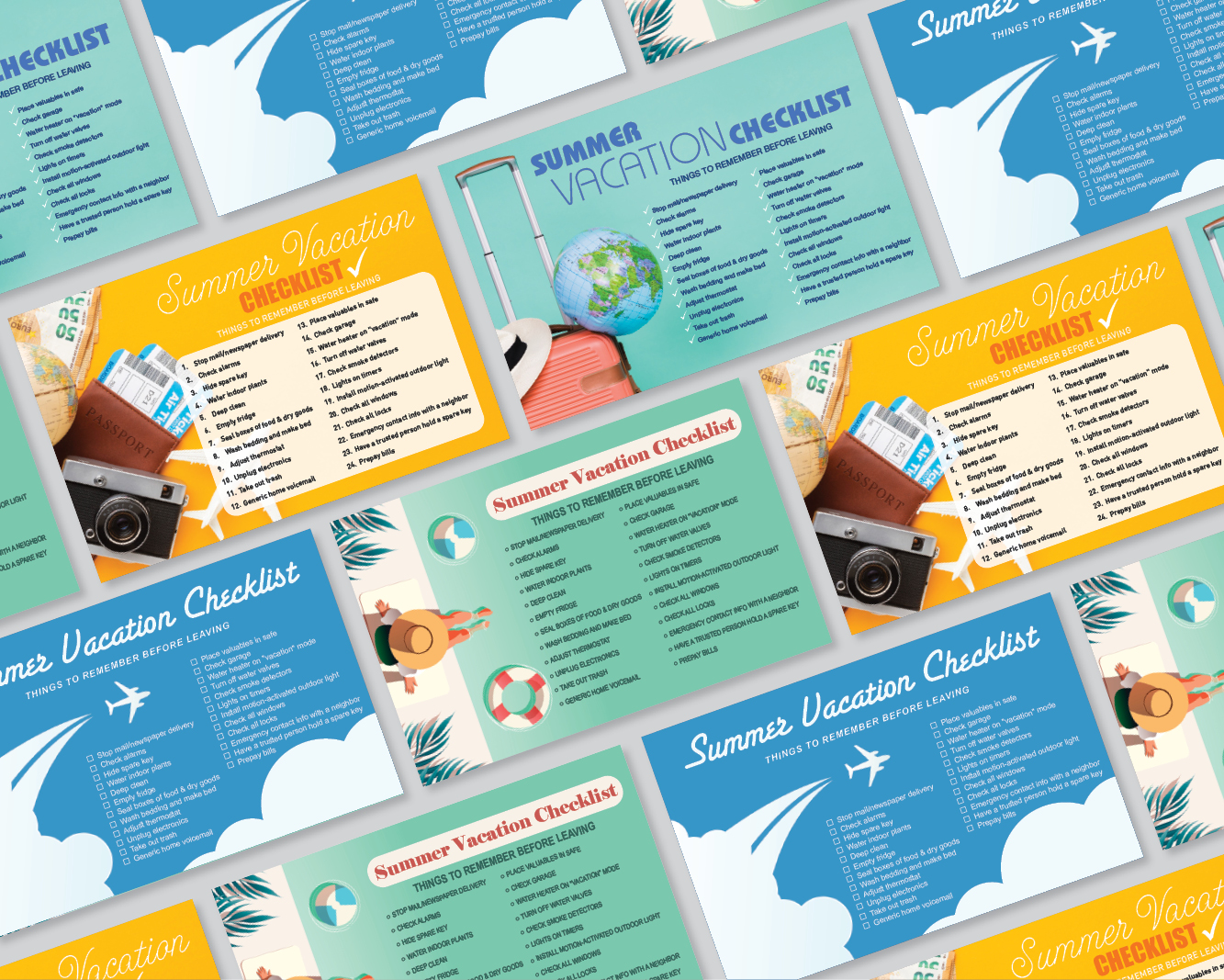 Examples of Summer Vacation Checklist Postcards