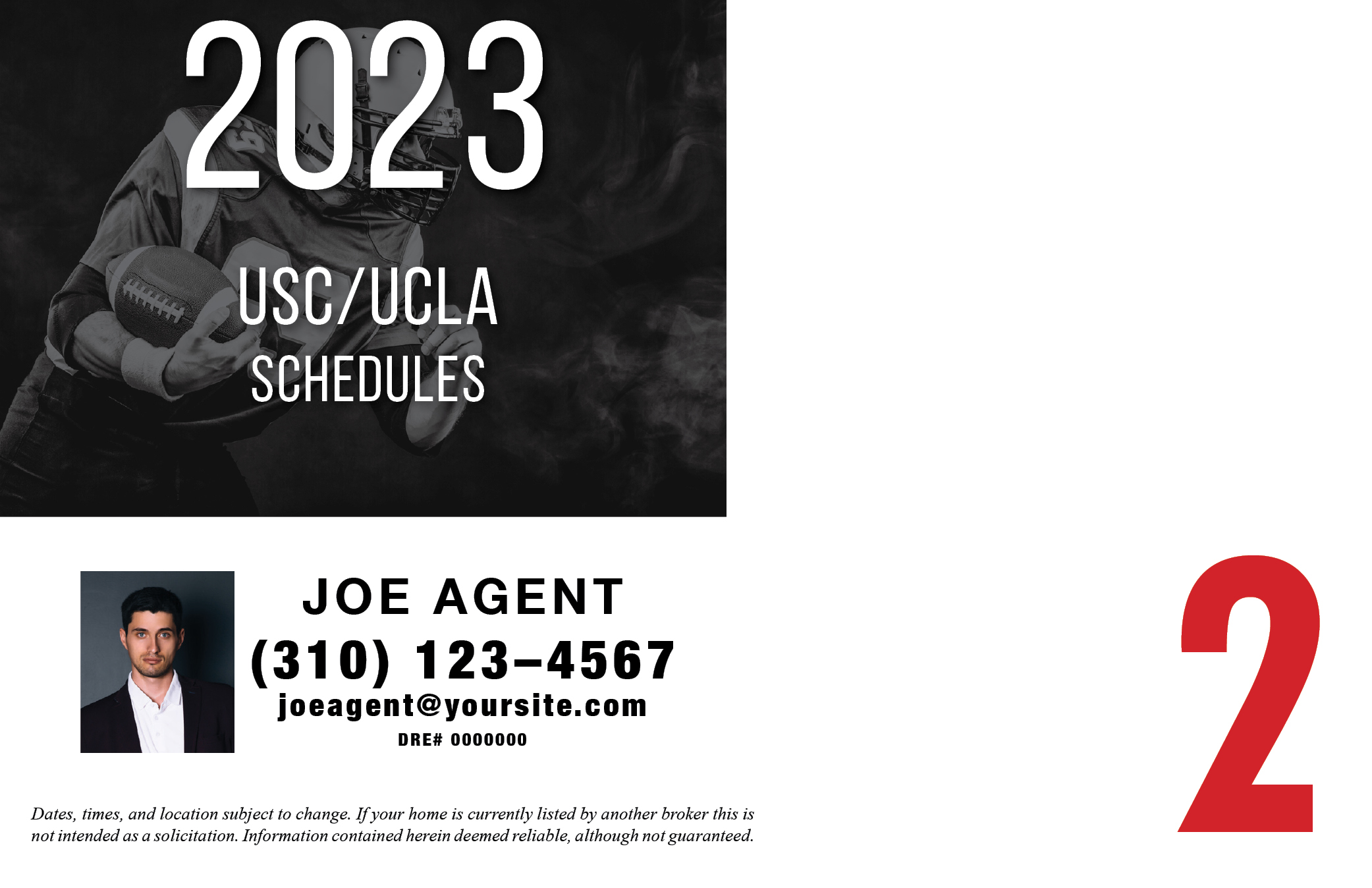 Example 2 of a USC UCLA Football Schedule Postcard (Back)