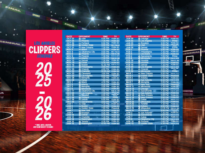 Clippers Schedule Postcards
