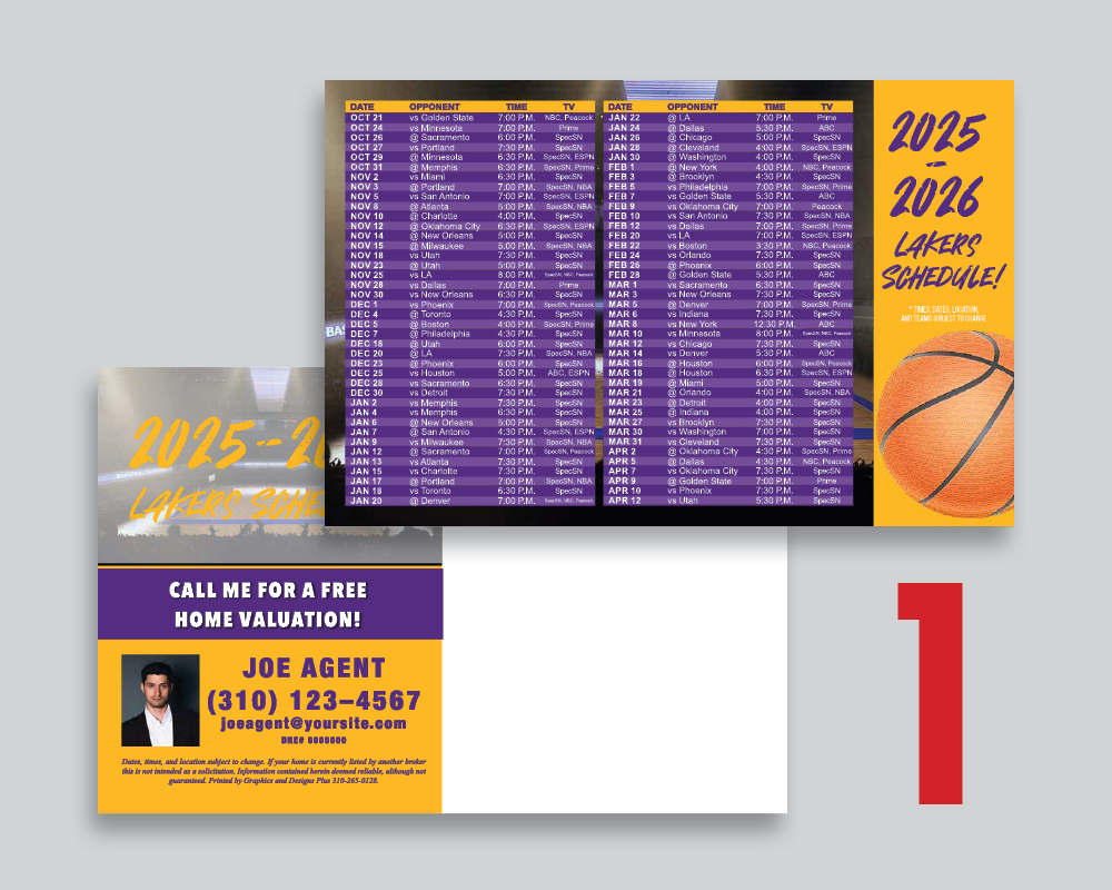 Lakers Schedule Postcards - Image 2