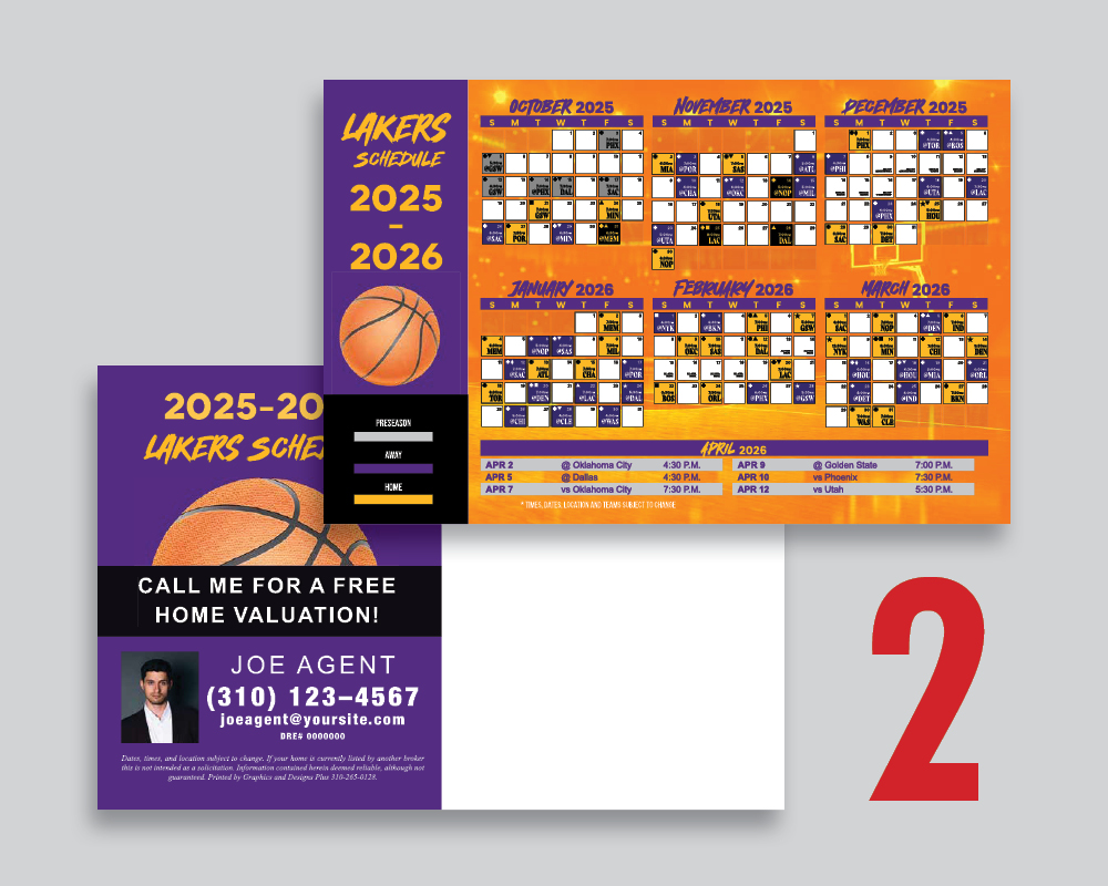 Lakers Schedule Postcards - Image 3