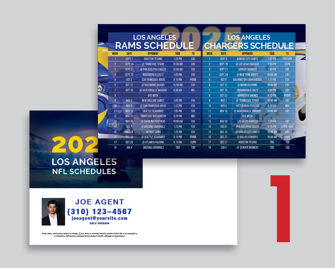 Rams and Chargers Football Schedule Postcards - Image 2
