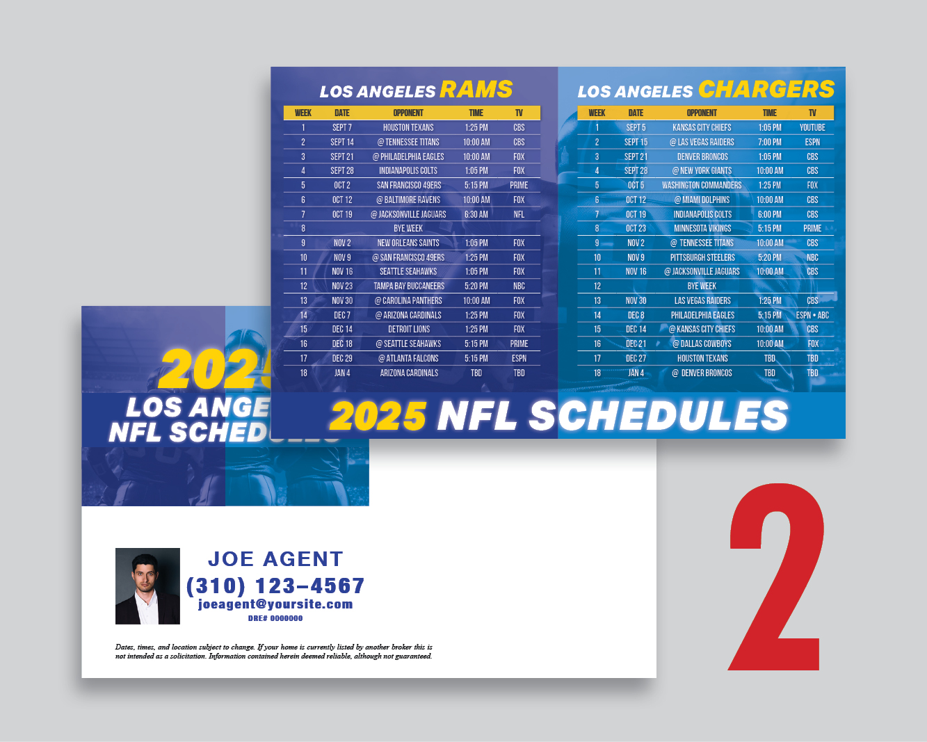 Rams and Chargers Football Schedule Postcards - Image 3