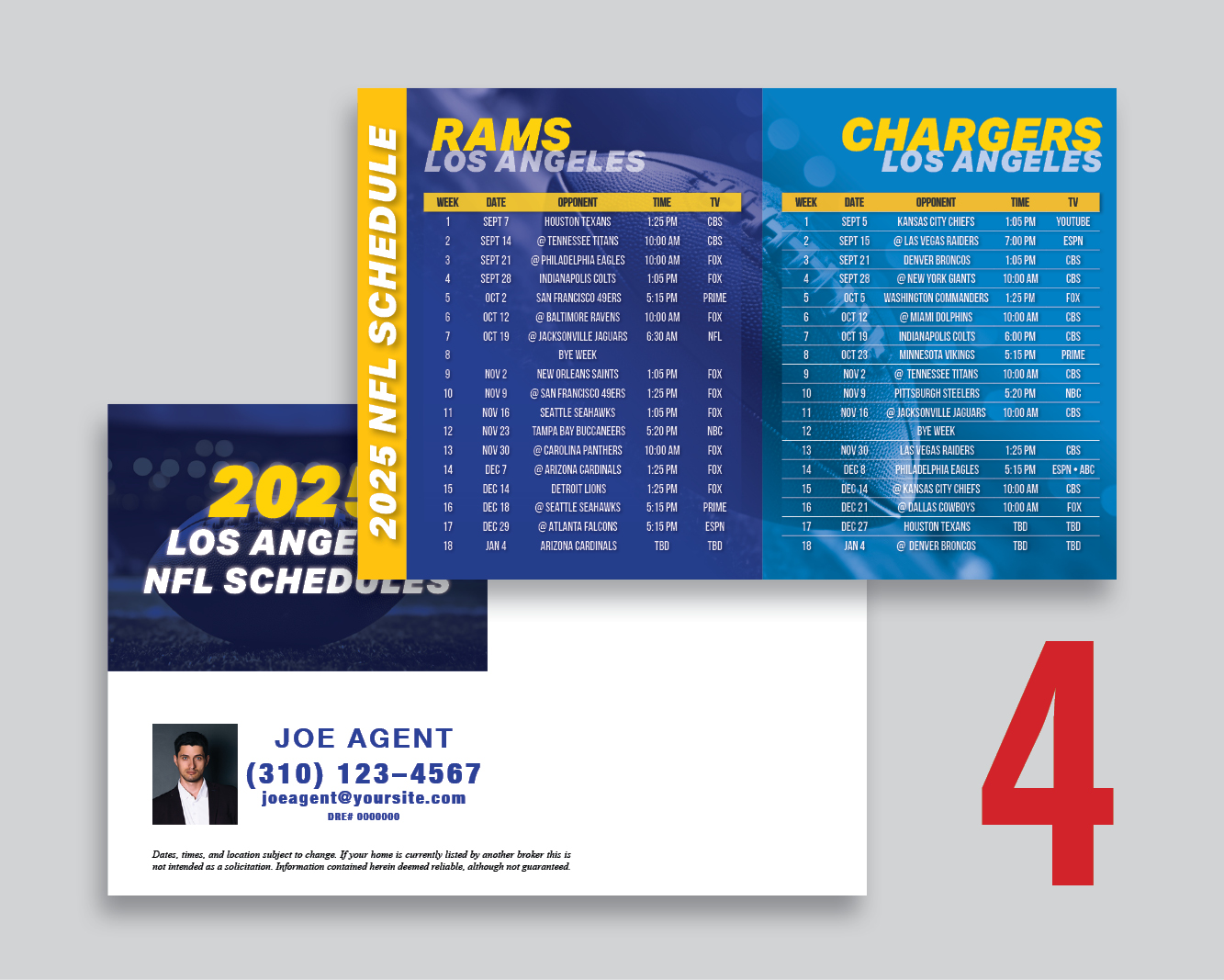 Rams and Chargers Football Schedule Postcards - Image 5