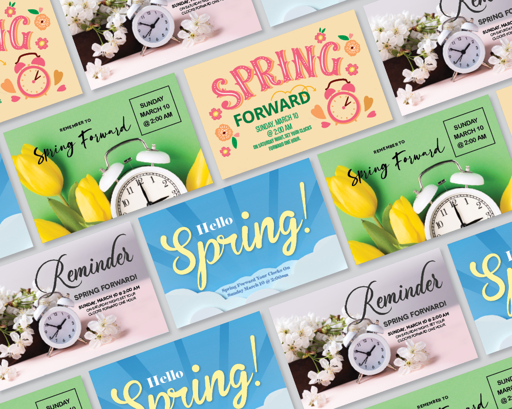Spring Forward Postcards Example Image